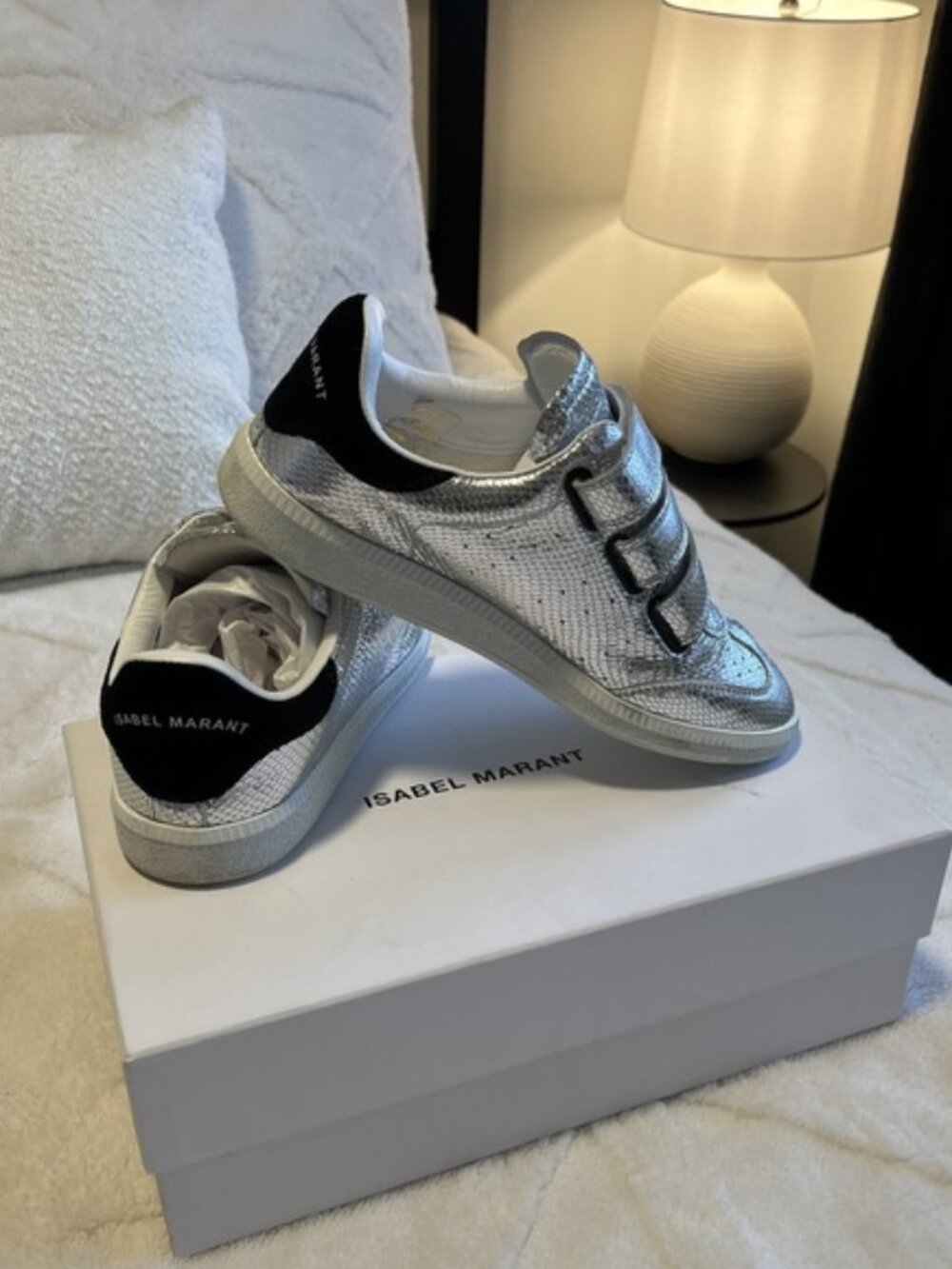 Isabel Marant Silver Metallic Runner Sneakers | Luxury Sport Shoes